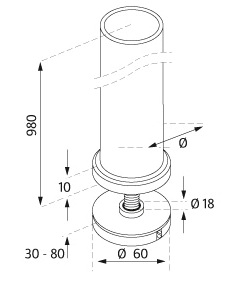 Clamp Fix Baluster Post - Model 1710 CAD Drawing